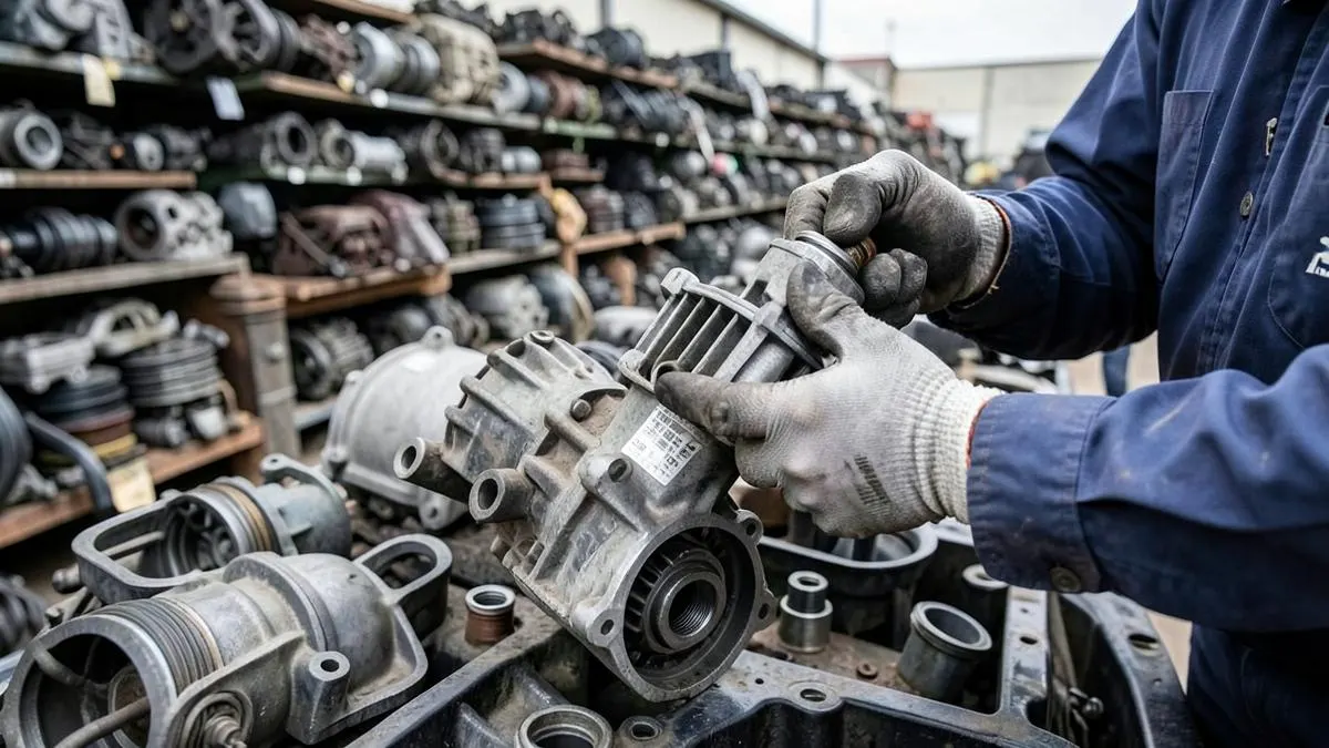 Used original car parts arranged for inspection